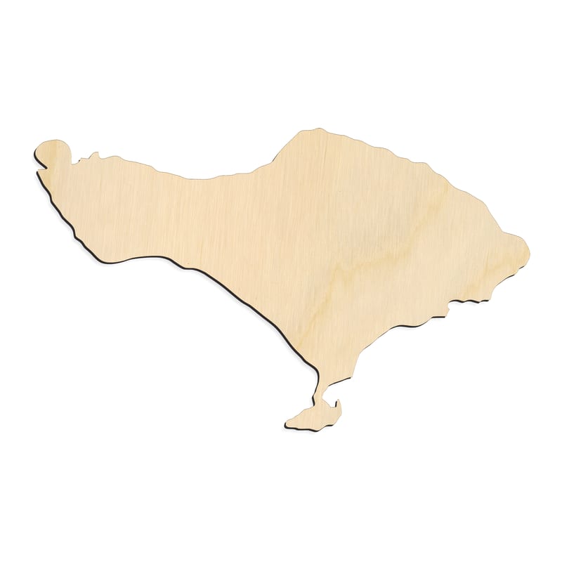 Laser-cut baltic birch silhouette of BALI ISLAND SILHOUETTE