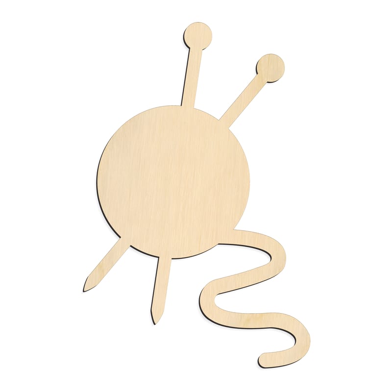 Laser-cut baltic birch silhouette of BALL OF YARN CROCHET