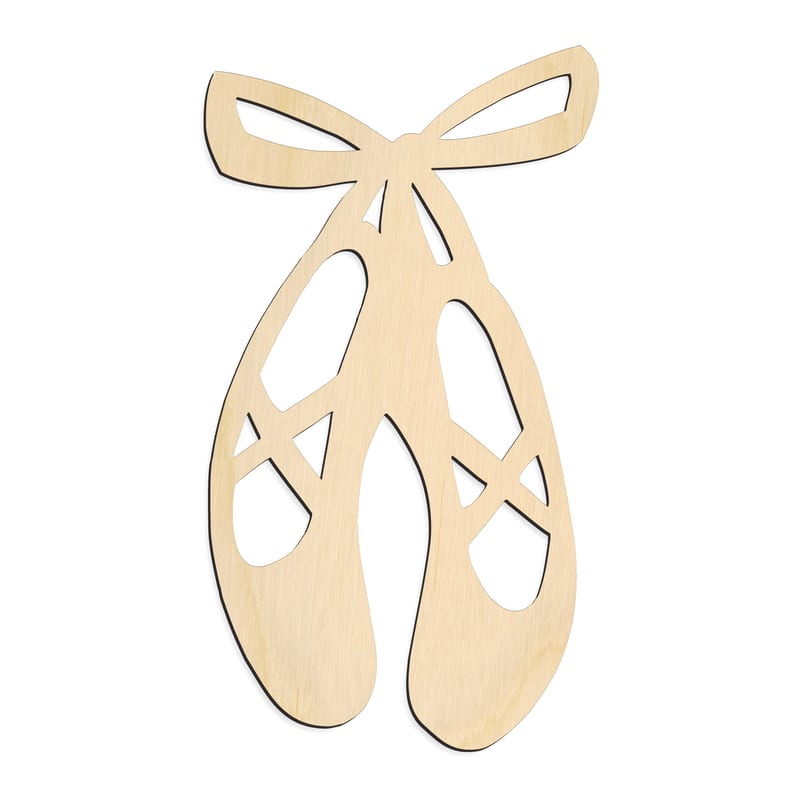 Laser-cut baltic birch silhouette of BALLET SLIPPERS