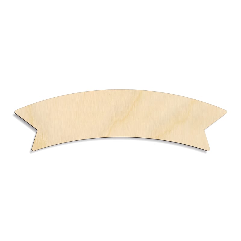 Laser-cut baltic birch silhouette of BANNER ARCHED RIBBON