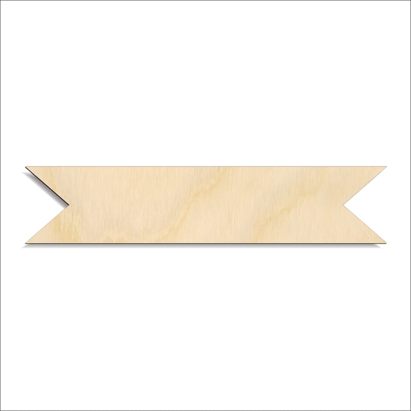 Laser-cut baltic birch silhouette of BANNER RIBBON NOTCHED