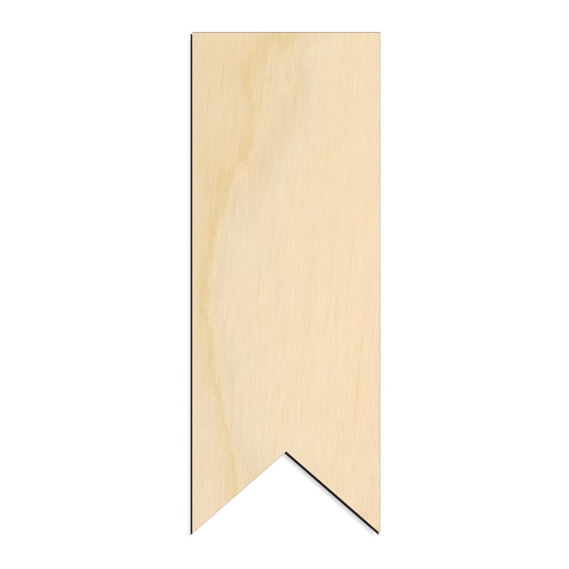 Laser-cut baltic birch silhouette of BANNER VERTICAL RIBBON