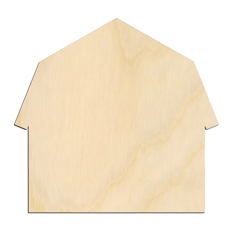 Laser-cut baltic birch silhouette of BARN