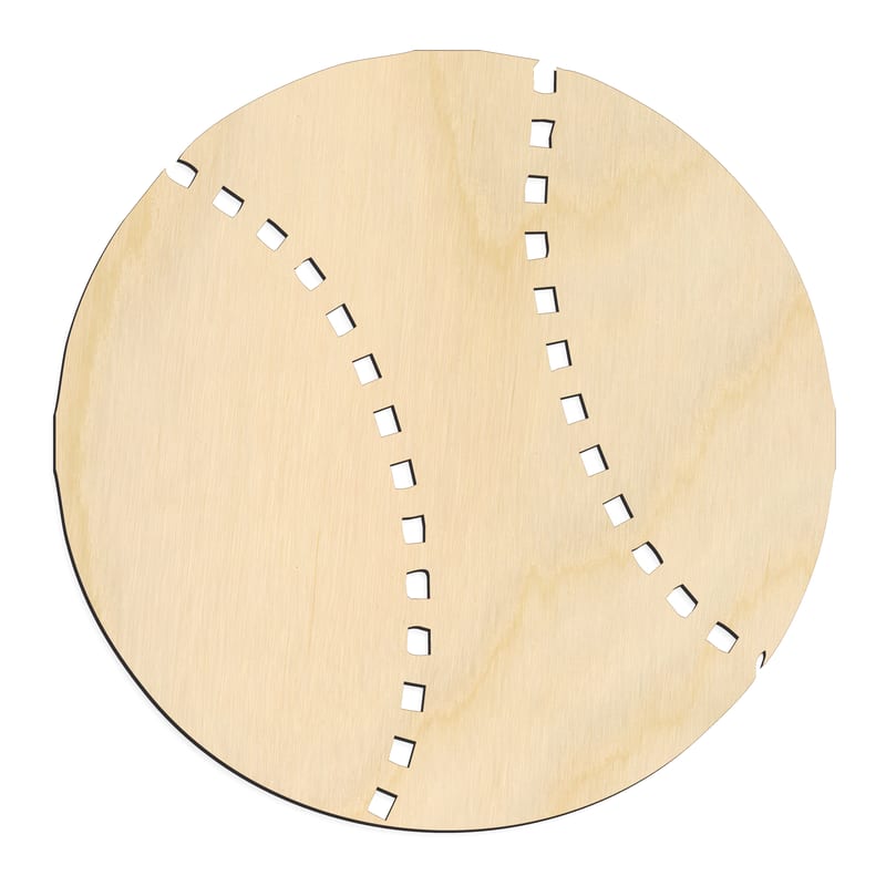 Laser-cut baltic birch silhouette of BASEBALL