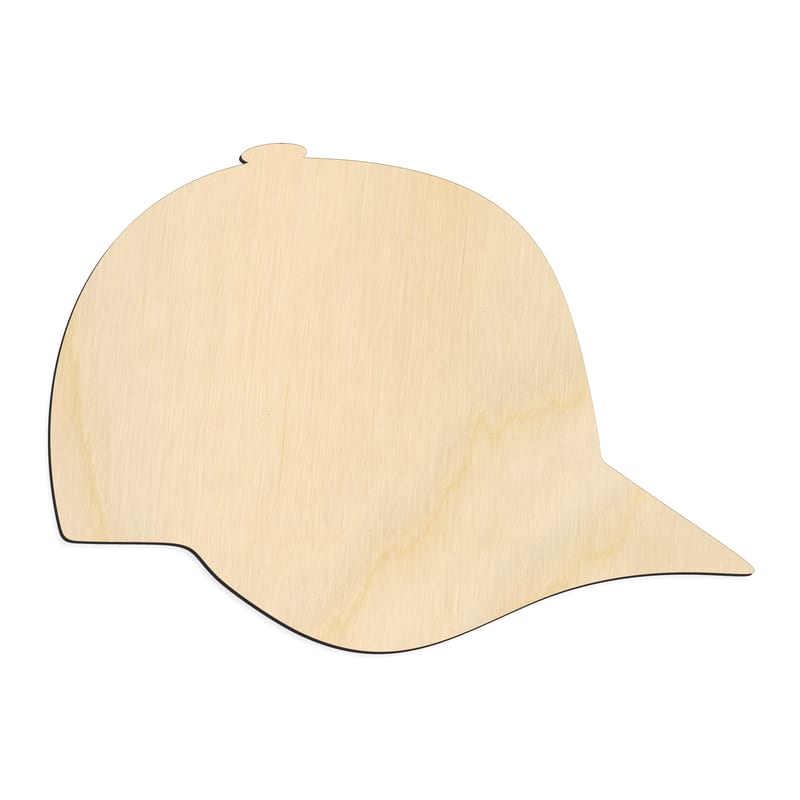 Laser-cut baltic birch silhouette of BASEBALL CAP