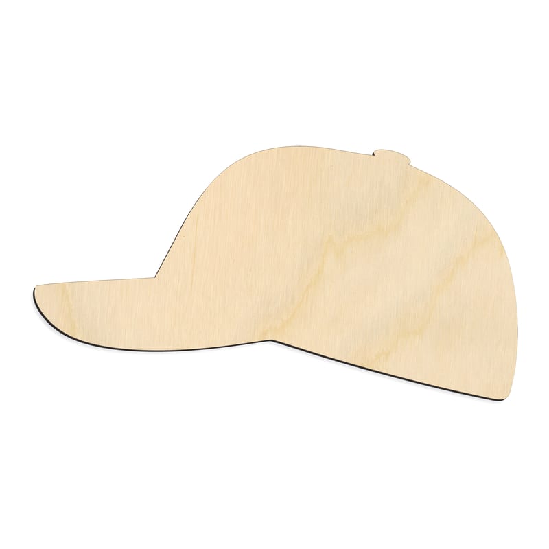 Laser-cut baltic birch silhouette of BASEBALL CAP SIDE VIEW