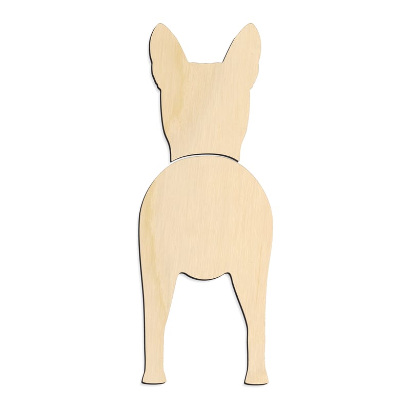 Laser-cut baltic birch silhouette of BASENJI TWO PIECE BACK VIEW