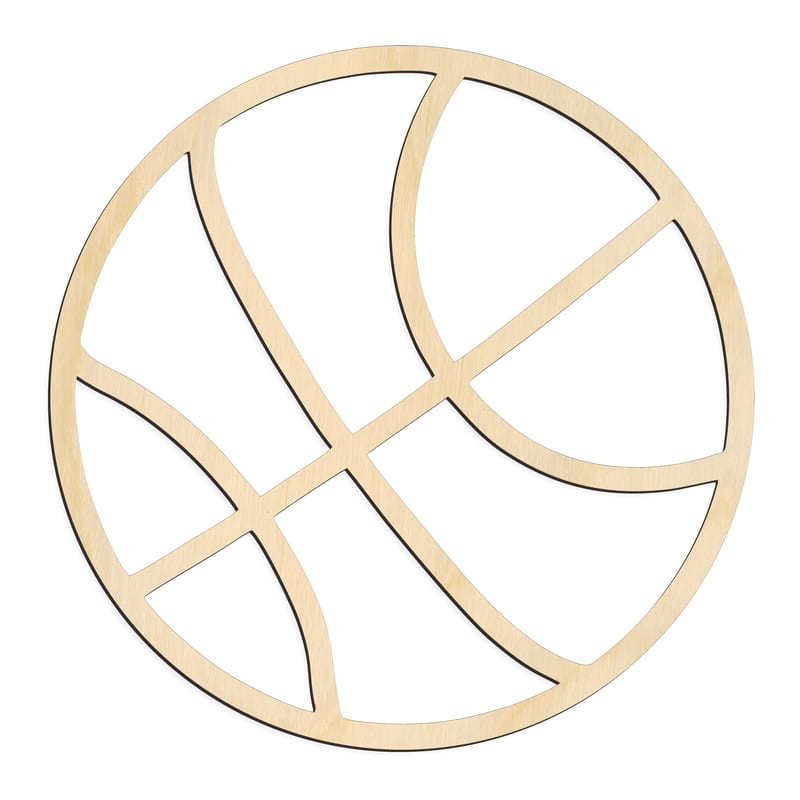 Laser-cut baltic birch silhouette of BASKET BALL