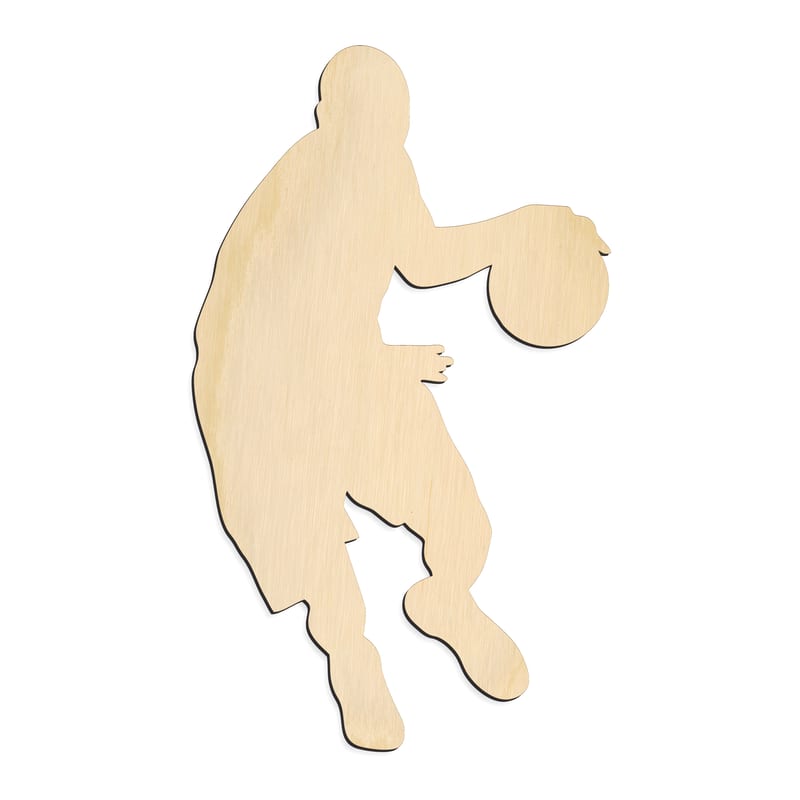 Laser-cut baltic birch silhouette of BASKET BALL PLAYER