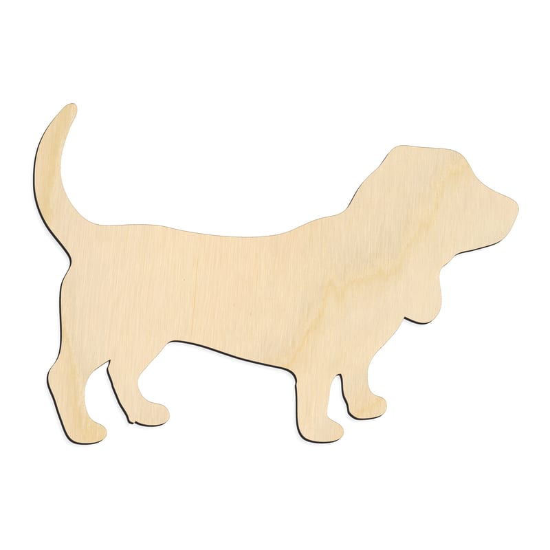Laser-cut baltic birch silhouette of BASSET HOUND