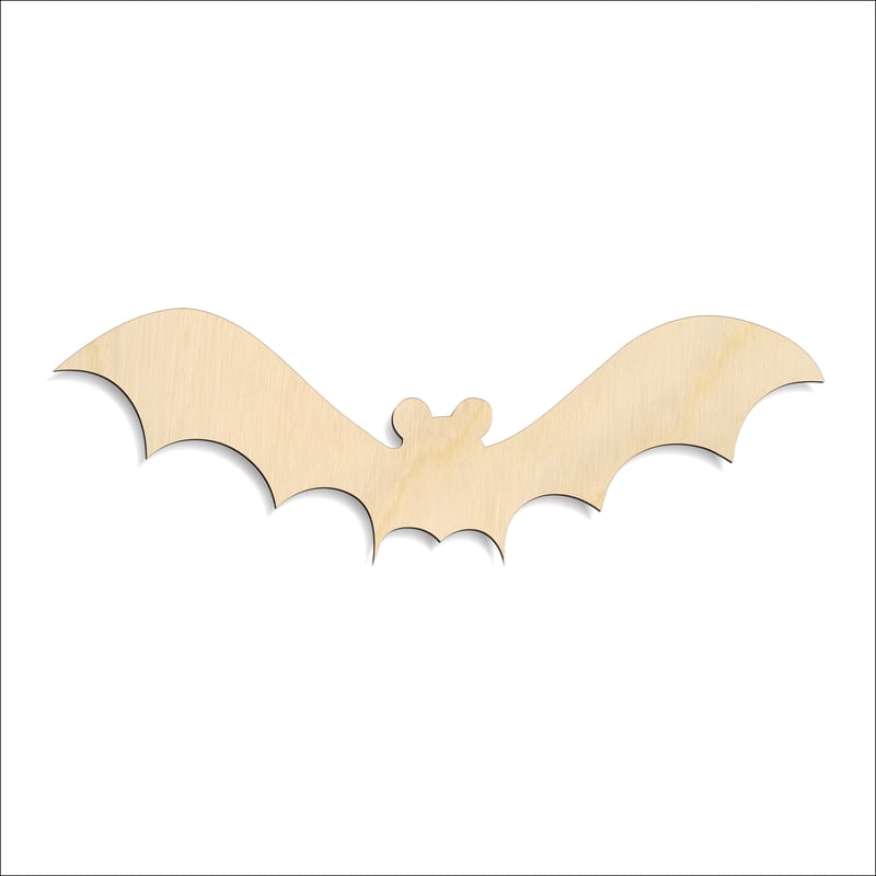 Laser-cut baltic birch silhouette of BAT GLIDING NARROW