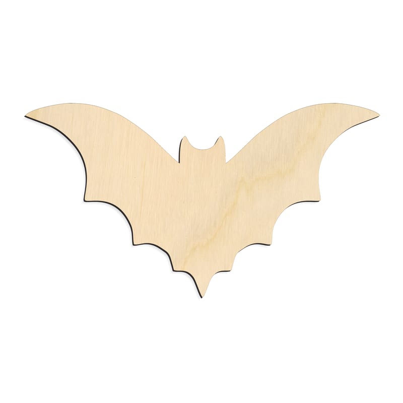 Laser-cut baltic birch silhouette of BAT WIDE WINGS