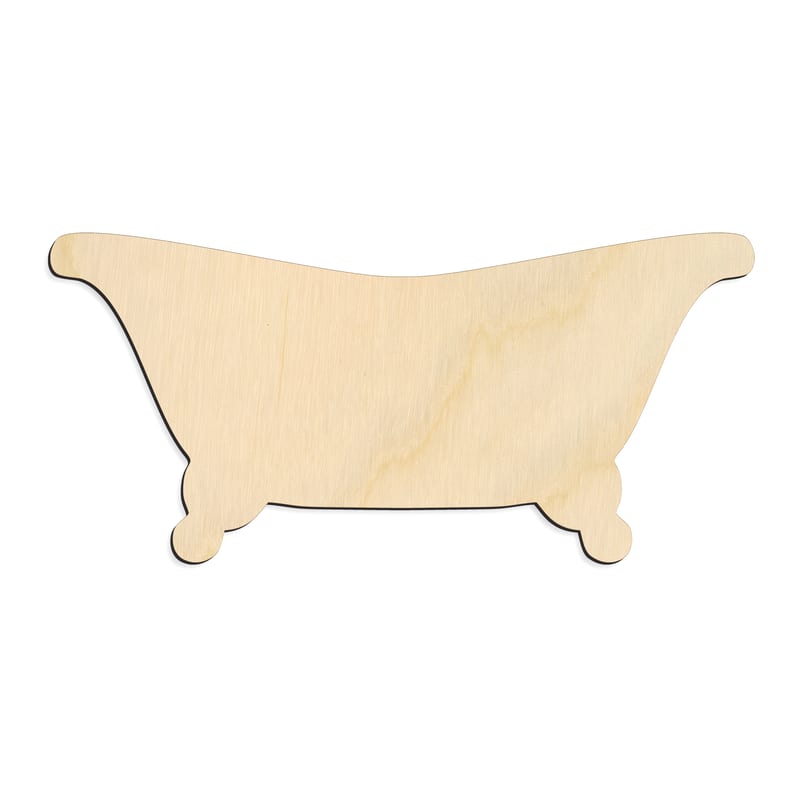 Laser-cut baltic birch silhouette of BATH TUB