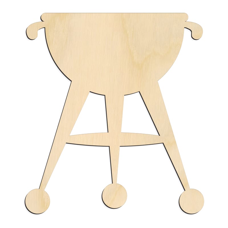 Laser-cut baltic birch silhouette of BBQ GRILL