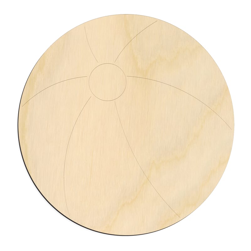 Laser-cut baltic birch silhouette of BEACH BALL