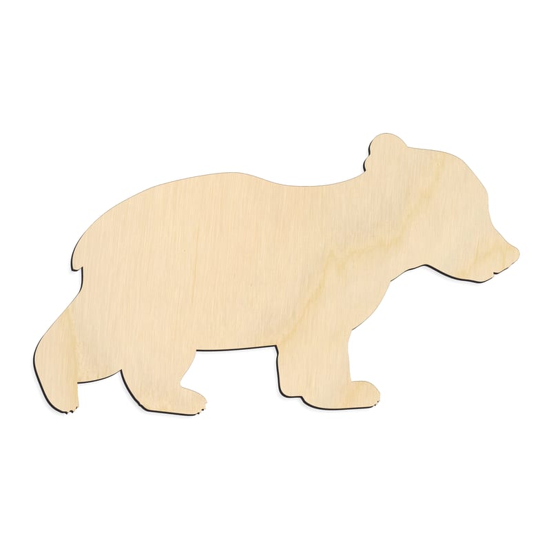 Laser-cut baltic birch silhouette of CUTE BEAR CUB