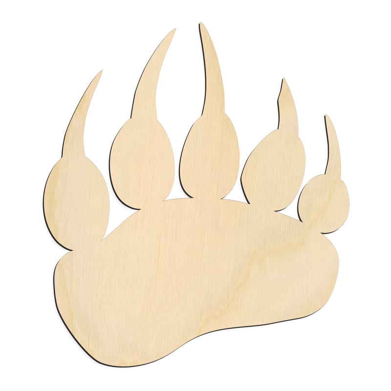 Laser-cut baltic birch silhouette of BEAR PRINT