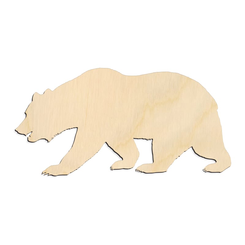 Laser-cut baltic birch silhouette of WALKING BEAR