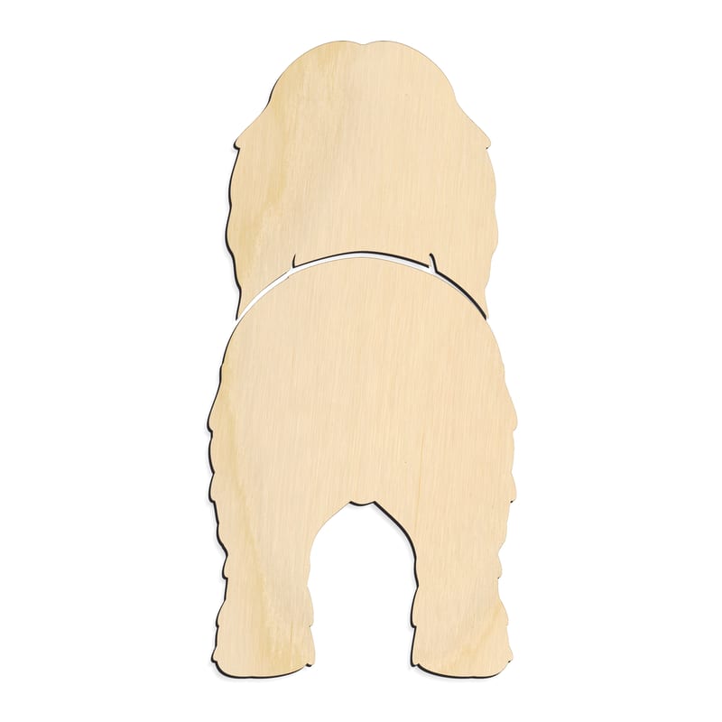 Laser-cut baltic birch silhouette of BEARDED COLLIE