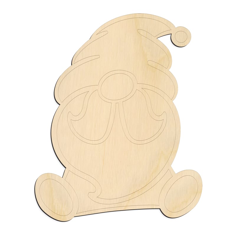 Laser-cut baltic birch silhouette of BEARDED ENGRAVED GNOME