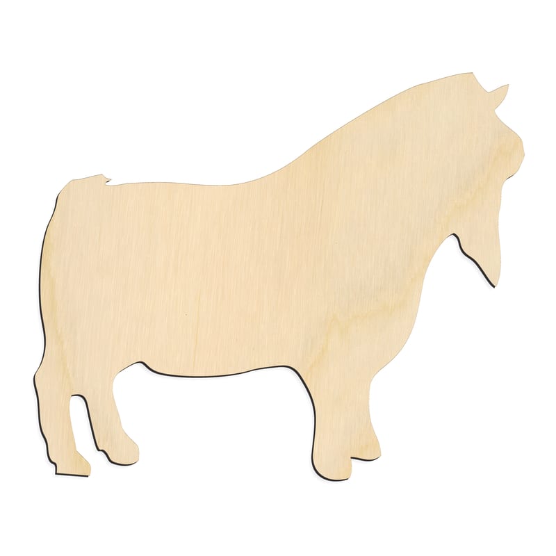 Laser-cut baltic birch silhouette of BEARDED PYGMY GOAT