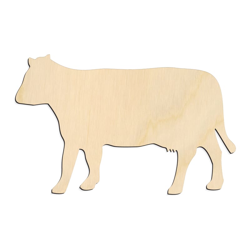 Laser-cut baltic birch silhouette of BEEF COW
