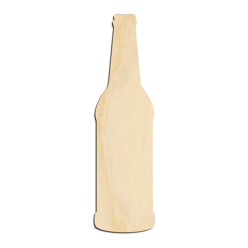 Laser-cut baltic birch silhouette of BEER BOTTLE
