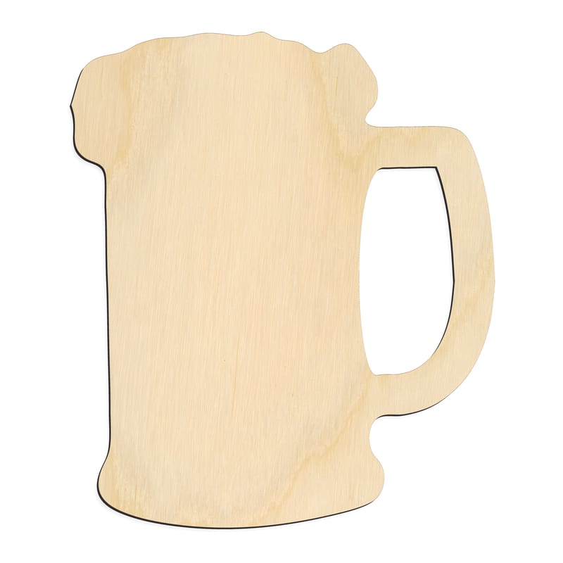Laser-cut baltic birch silhouette of BEER MUG