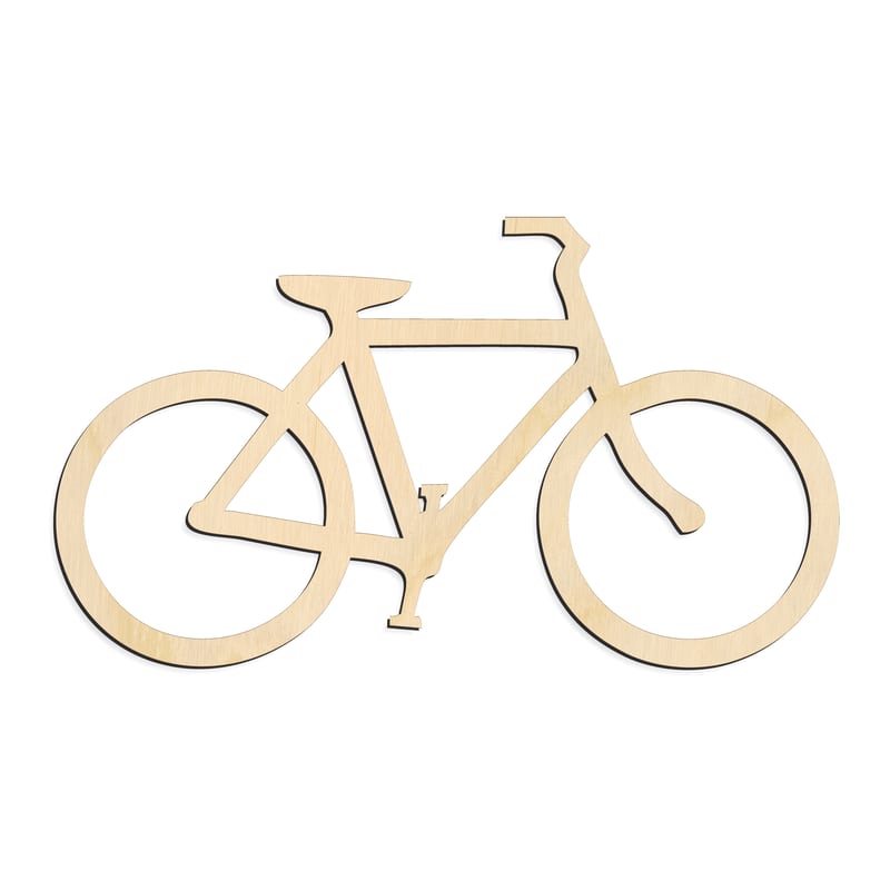 Laser-cut baltic birch silhouette of Bicycle