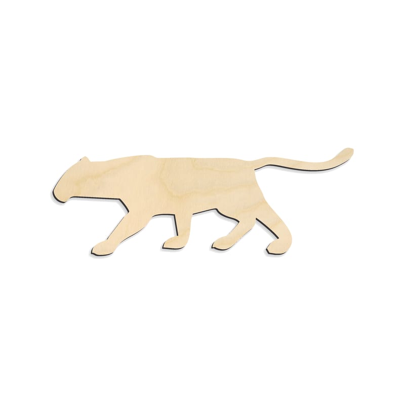 Laser-cut baltic birch silhouette of BIG CAT WALKING