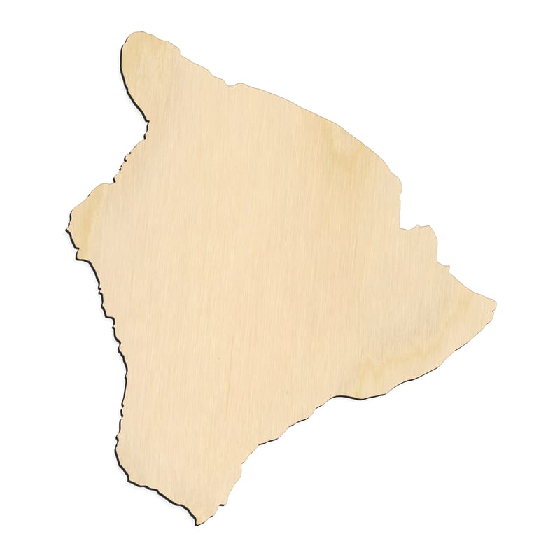 Laser-cut baltic birch silhouette of BIG ISLAND HAWAII