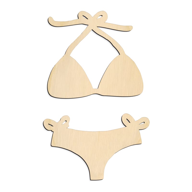 Laser-cut baltic birch silhouette of BIKINI