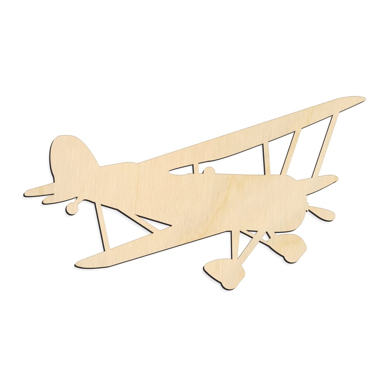 Laser-cut baltic birch silhouette of BIPLANE AIRPLANE