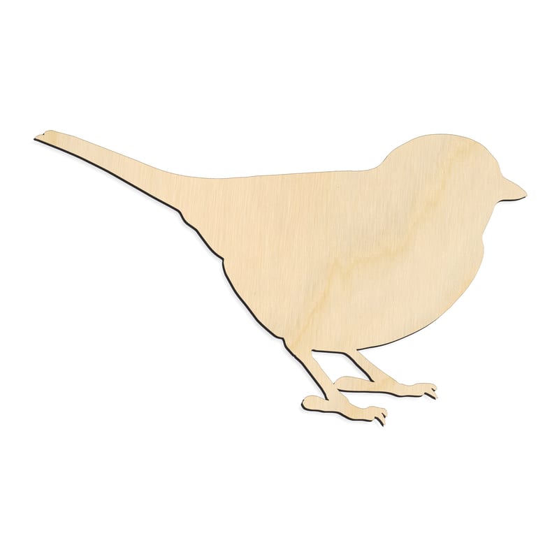 Laser-cut baltic birch silhouette of BIRD CHIKADEE