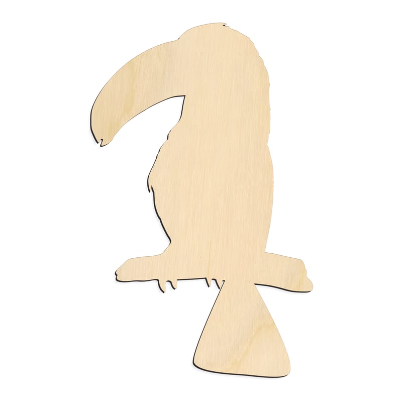 Laser-cut baltic birch silhouette of BIRD TOUCAN