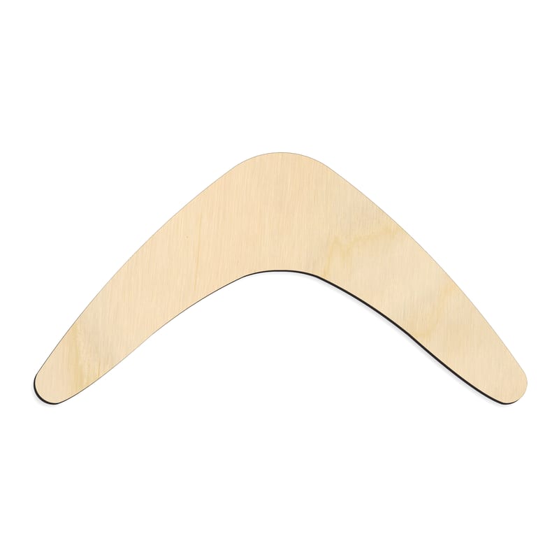Laser-cut baltic birch silhouette of BOOMERANG