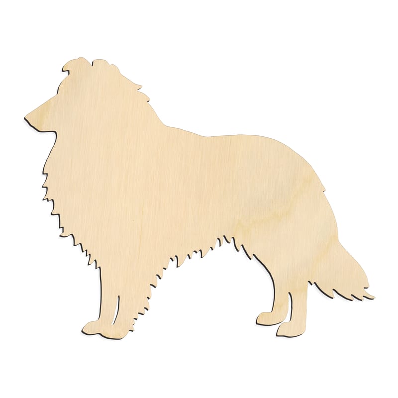 Laser-cut baltic birch silhouette of BORDER COLLIE SILHOUETTE