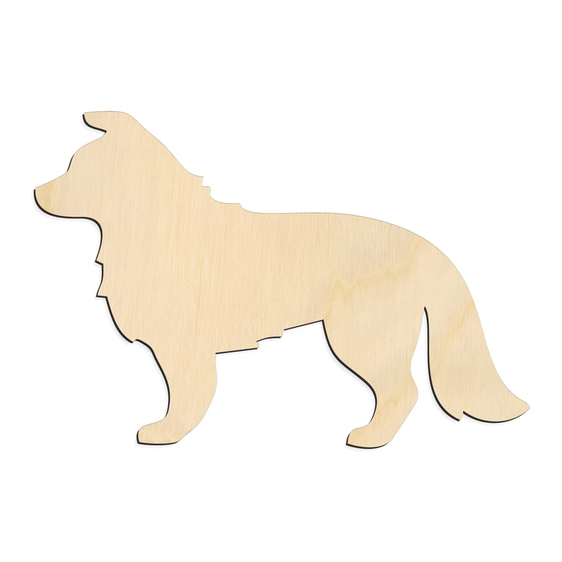 Laser-cut baltic birch silhouette of STANDING BORDER COLLIE SILHOUETTE