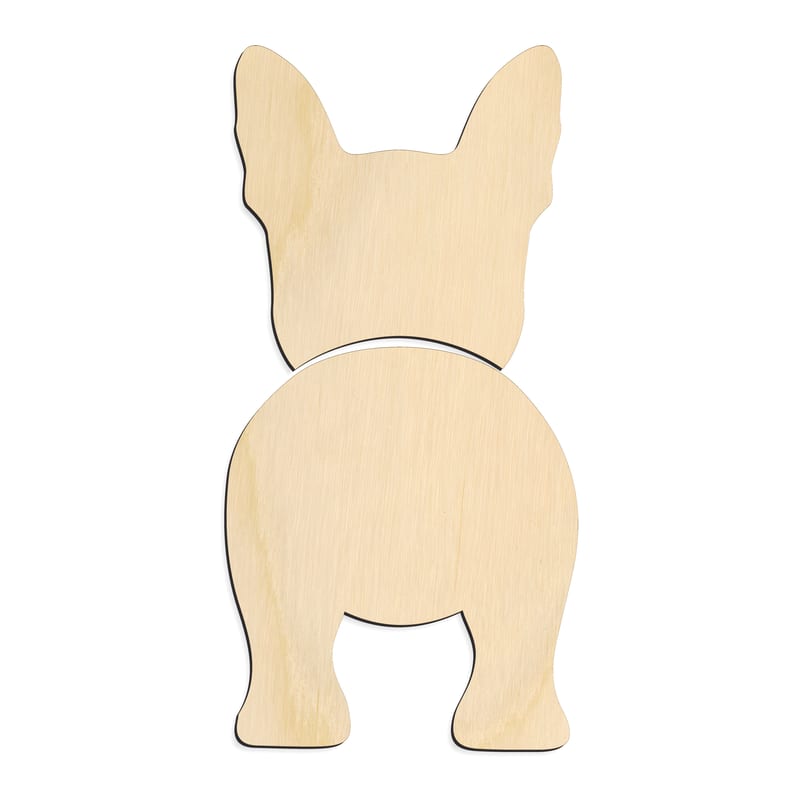 Laser-cut baltic birch silhouette of BOSTON TERRIER TWO PIECE BACK VIEW