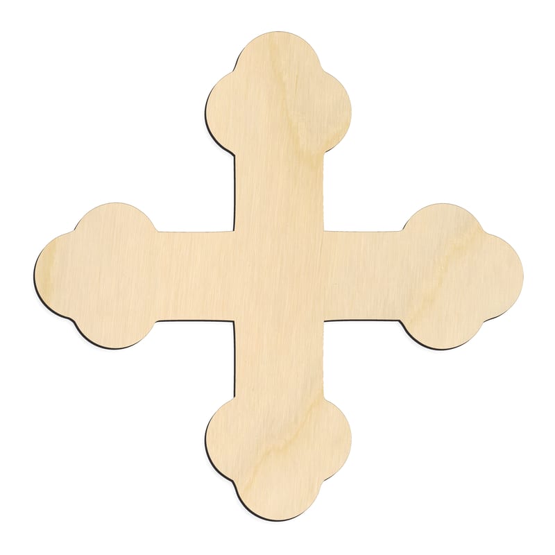 Laser-cut baltic birch silhouette of BOTTONY CROSS