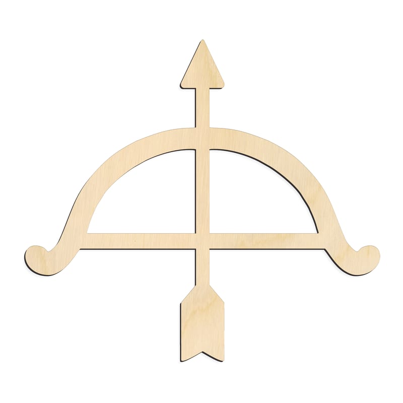 Laser-cut baltic birch silhouette of BOW ARROW