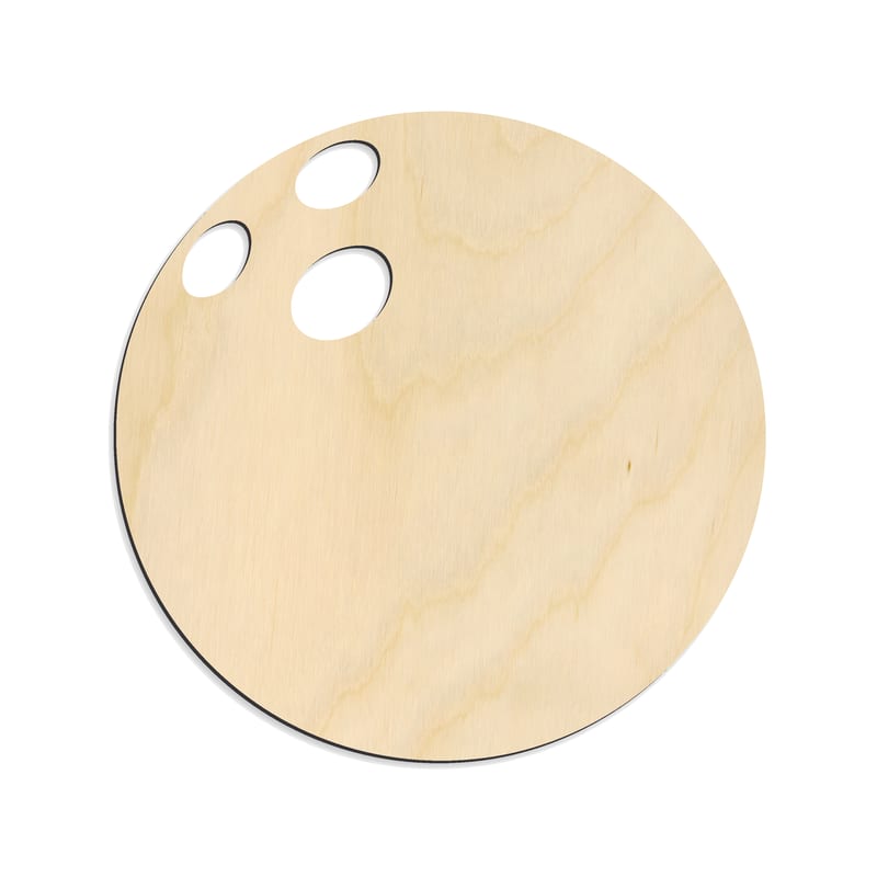 Laser-cut baltic birch silhouette of BOWLING BALL