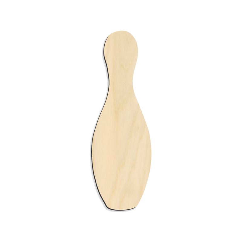 Laser-cut baltic birch silhouette of BOWLING PIN