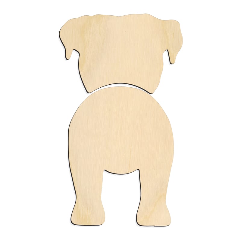 Laser-cut baltic birch silhouette of BOXER TWO PIECE BACK VIEW