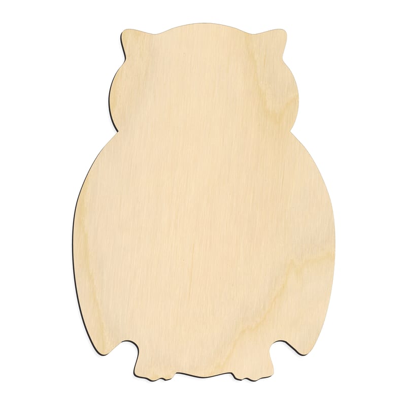 Laser-cut baltic birch silhouette of Sitting Owl