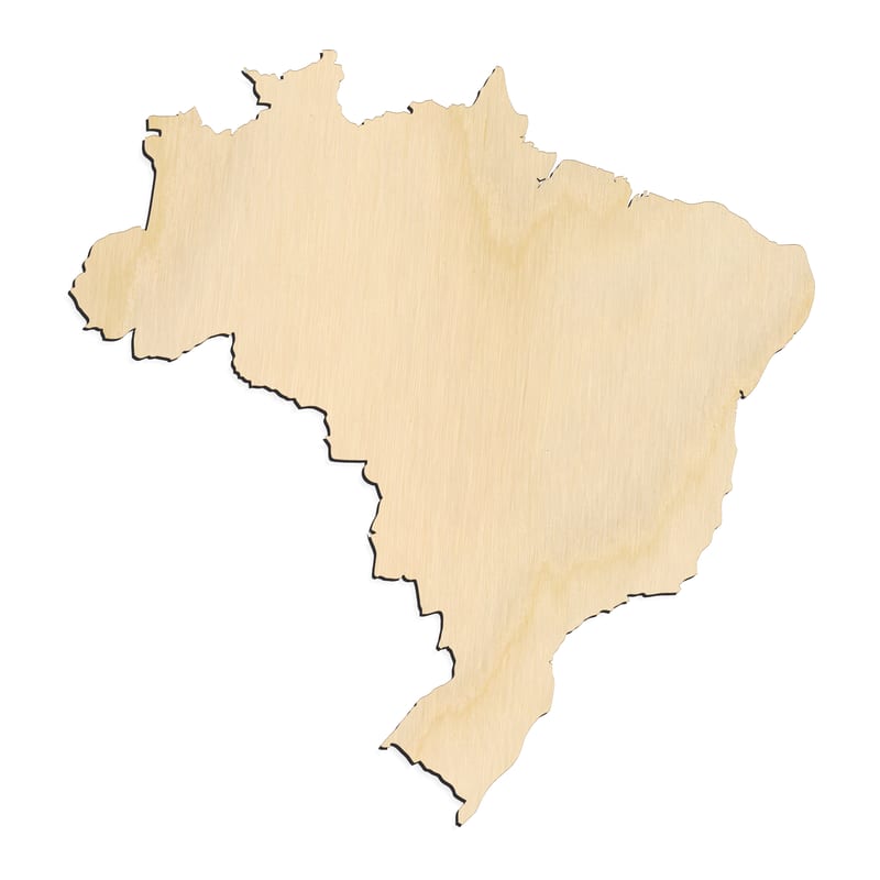 Laser-cut baltic birch silhouette of Brazil Country Silhouette
