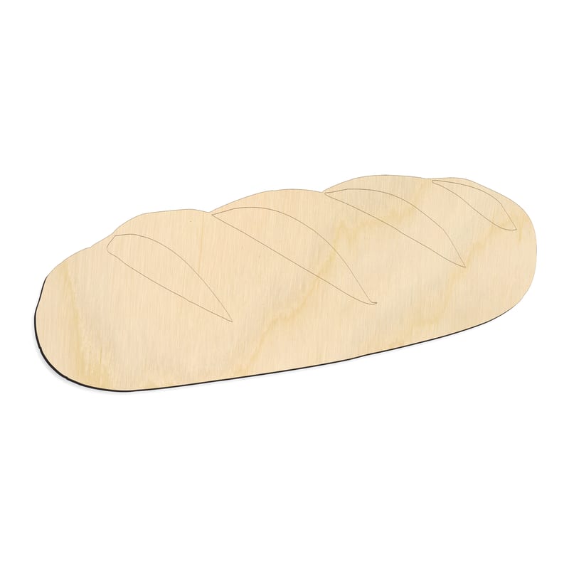 Laser-cut baltic birch silhouette of BREAD LOAF