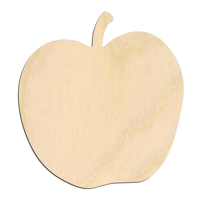 Laser-cut baltic birch silhouette of BROAD APPLE