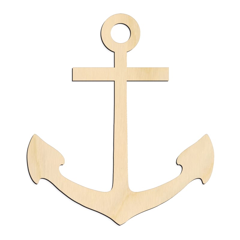 Laser-cut baltic birch silhouette of BROAD FLUKE ANCHOR