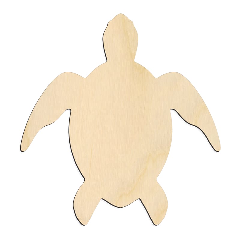 Laser-cut baltic birch silhouette of Broad Shoulder Sea Turtle